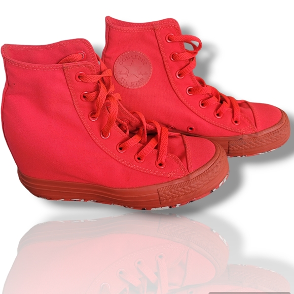 Converse Chuck Taylor All Star Platform Hot Pink Hightop Sneakers Shoes Wedge 7 - Picture 2 of 9